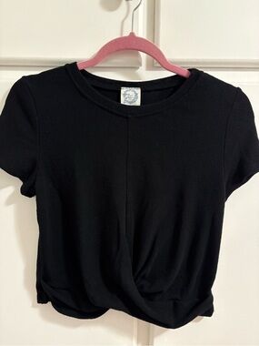 Blue Rain Black Short-Sleeve Tee with Twist Detail
